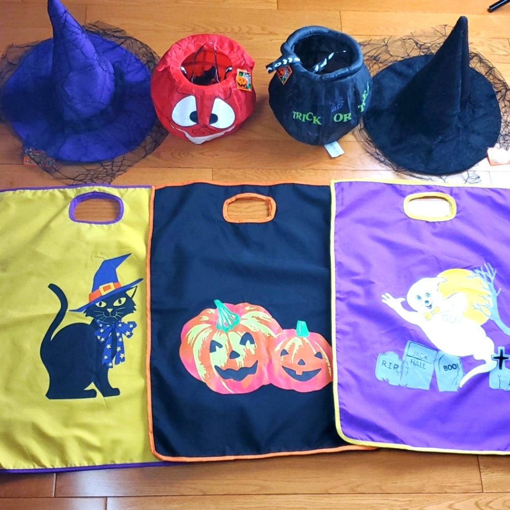 Halloween Witch Hat Basket and Bags